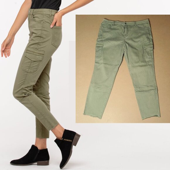 Ricki's Pants - Olive Green Cargo Pants with Raw Hem - Size 16